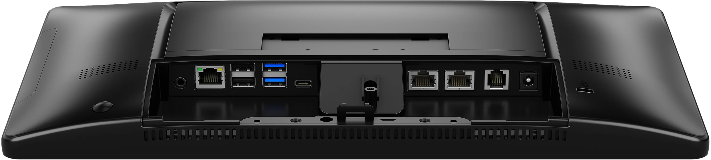 Angled photo exposing peripheral ports.