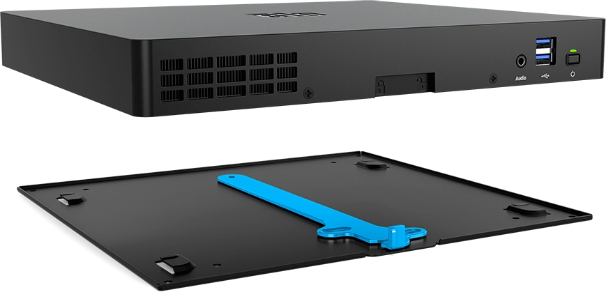 Unit floating over mounting plate, showcasing how they attach.