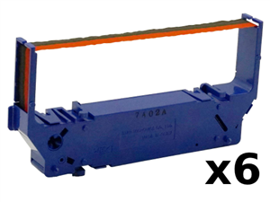 6-Pack of Black/Red Ribbon. Compatible with Star SP700 Series. (Official Star Ribbon - RC700BR)